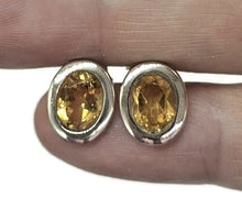 Load image into Gallery viewer, 6 Carat Citrine Studs, November Birthstone, Oval Faceted, Sterling Silver, Birthstone Studs - GemzAustralia 