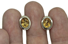 Load image into Gallery viewer, 6 Carat Citrine Studs, November Birthstone, Oval Faceted, Sterling Silver, Birthstone Studs - GemzAustralia 
