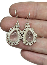 Load image into Gallery viewer, Vintage Style Rose Quartz Earrings, Sterling Silver, Pear shaped, Cabochon Gemstone - GemzAustralia 