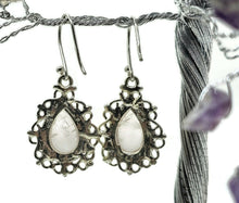 Load image into Gallery viewer, Vintage Style Rose Quartz Earrings, Sterling Silver, Pear shaped, Cabochon Gemstone - GemzAustralia 