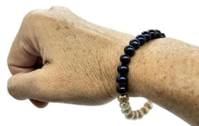 Load image into Gallery viewer, Black &amp; White Pearl Bracelet, Freshwater Pearls, Elasticised, June Birthstone - GemzAustralia 
