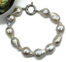 Load image into Gallery viewer, Baroque Pearl Bracelet, June Birthstone, 925 Sterling Silver, White Pink Baroque Pearl - GemzAustralia 