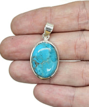 Load image into Gallery viewer, Blue Turquoise Pendant, Sterling Silver, Oval Shaped, Protection Stone, Love Rock - GemzAustralia 