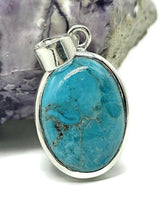 Load image into Gallery viewer, Blue Turquoise Pendant, Sterling Silver, Oval Shaped, Protection Stone, Love Rock - GemzAustralia 