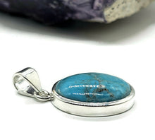 Load image into Gallery viewer, Blue Turquoise Pendant, Sterling Silver, Oval Shaped, Protection Stone, Love Rock - GemzAustralia 