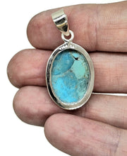 Load image into Gallery viewer, Blue Turquoise Pendant, Sterling Silver, Oval Shaped, Protection Stone, Love Rock - GemzAustralia 