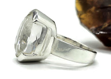Load image into Gallery viewer, Clear Quartz Ring, Size N, Sterling Silver, 16 carats, Oval Faceted, Psychic Stone - GemzAustralia 