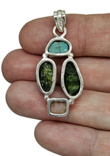 Load image into Gallery viewer, Turquoise, Chrome Diopside &amp; Pink Opal Pendant, Sterling Silver, Protection Stone - GemzAustralia 