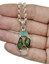 Load image into Gallery viewer, Turquoise, Chrome Diopside &amp; Pink Opal Pendant, Sterling Silver, Protection Stone - GemzAustralia 