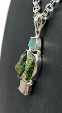 Load image into Gallery viewer, Turquoise, Chrome Diopside &amp; Pink Opal Pendant, Sterling Silver, Protection Stone - GemzAustralia 