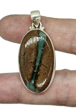 Load image into Gallery viewer, Boulder Chrysoprase Pendant, Australian Stone, Sterling Silver, Chalcedony Variety - GemzAustralia 