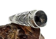Load image into Gallery viewer, Oval Smoky Quartz Ring, size Q1/2, Sterling Silver, 6 carats, Scorpio Zodiac, Grounding Stone - GemzAustralia 
