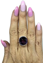 Load image into Gallery viewer, 23 Carat Round Amethyst Ring, size 10, Sterling Silver, AAA Gem, Protection Amulet - GemzAustralia 