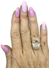 Load image into Gallery viewer, Clear Quartz Ring, Size N, Sterling Silver, 16 carats, Oval Faceted, Psychic Stone - GemzAustralia 