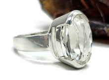 Load image into Gallery viewer, Clear Quartz Ring, Size N, Sterling Silver, 16 carats, Oval Faceted, Psychic Stone - GemzAustralia 