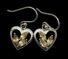 Load image into Gallery viewer, Citrine Heart Earrings, Sterling Silver, November Birthstone, Stone of Happiness, Wealth &amp; Success, Heart Jewellery - GemzAustralia 