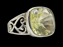 Load image into Gallery viewer, Lemon Quartz Heart Ring, Size P 1/2, Sterling Silver, 9 carats, Cushion Faceted, Powerful Gemstone, Mental Clarity - GemzAustralia 