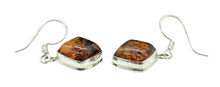 Load image into Gallery viewer, Baltic Amber Earrings, Diamond Shape, millions of years old, Sterling Silver, Fossilized Tree Resin, Cognac Amber - GemzAustralia 