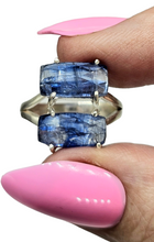 Load image into Gallery viewer, Kyanite Ring, Size 7, Emerald Faceted, 16 carats, Sterling Silver, Gemstone for Negotiation &amp; Communication - GemzAustralia 