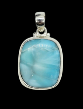 Load image into Gallery viewer, Rectangle Shaped Larimar Pendant, Dolphin Stone, Stone of Atlantis, Sterling Silver, Spiritual Gemstone, Fire &amp; Water Elements, Volcanic Gem - GemzAustralia 