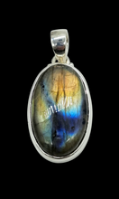 Load image into Gallery viewer, Spectrolite Labradorite Pendant, Sterling Silver, Oval Cabochon, Magical Stone, Trust in the Universe Stone - GemzAustralia 