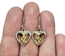 Load image into Gallery viewer, Citrine Heart Earrings, Sterling Silver, November Birthstone, Stone of Happiness, Wealth &amp; Success, Heart Jewellery - GemzAustralia 