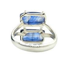 Load image into Gallery viewer, Kyanite Ring, Size 7, Emerald Faceted, 16 carats, Sterling Silver, Gemstone for Negotiation &amp; Communication - GemzAustralia 