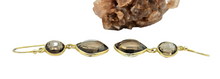 Load image into Gallery viewer, Smoky Quartz Earrings, Sterling Silver, 14K gold Plated, Caramel Brown, Double Drop, Grounding Stone, Anchoring Stone - GemzAustralia 