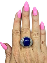 Load image into Gallery viewer, Men's Lapis Lazuli Ring, Size 13, Sterling Silver, Bold Oversized Rectangle Shape, Protection Gemstone - GemzAustralia 