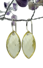 Load image into Gallery viewer, Lemon Quartz Earrings, Marquise Checkerboard Faceted, Sterling Silver, Joy Gemstone, Confidence Stone, High Vibrational Stone - GemzAustralia 