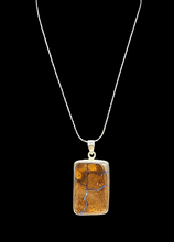 Load image into Gallery viewer, Rectangle Boulder Opal Pendant, Solid Opal, Australian Opal, Sterling Silver, October Birthstone, Precious Stone - GemzAustralia 