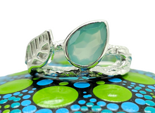 Load image into Gallery viewer, Blue Chalcedony Ring, Size N, Pear Faceted, Sterling Silver, Ethereal soft Blue Translucence, Creative Stone - GemzAustralia 