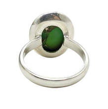 Load image into Gallery viewer, Green Mojave Turquoise Ring, Size 8, Sterling Silver, Oval Shape, Protection Stone, Goddess Stone - GemzAustralia 