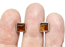 Load image into Gallery viewer, Baltic Amber Studs, Square Shaped, millions of years old, Fossilized Tree Resin, Balance, Wisdom, Strength, Success Gem - GemzAustralia 