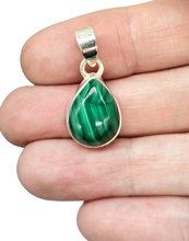 Load image into Gallery viewer, Malachite Pendant, Pear Shaped, Sterling Silver, Rich Green Gemstone, Bezel Setting, Visionary Gemstone, Warns of Danger - GemzAustralia 