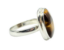 Load image into Gallery viewer, Tiger's Eye Ring, Size 9, Sterling Silver, Oval Shaped, Kundalini Awakening, Courage Gemstone, Protection Amulet, Leo Zodiac - GemzAustralia 