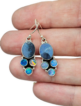 Load image into Gallery viewer, Opal Dangly Earrings, October Birthstone, Sterling Silver, Australian Opal Doublets, Love &amp; Passion Stone, Four Stone Drops, Genuine Gems - GemzAustralia 