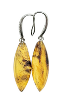Load image into Gallery viewer, Amber Earrings, Mexican Chiapas Amber, Sterling Silver, Marquise Shape, millions of years old, Fossilized Tree Resin - GemzAustralia 