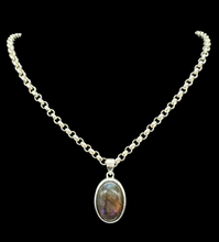 Load image into Gallery viewer, Oval Purple Labradorite Pendant, Sterling Silver, Magical Gem, Trust Stone, Mystical Gemstone, Calming Stone, Third eye chakra - GemzAustralia 