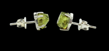Load image into Gallery viewer, Rough Peridot Stud Earrings, Sterling Silver, August Birthstone, Raw Peridot, Destiny Stone, Visionary Crystal, 16th Anniversary Gemstone - GemzAustralia 