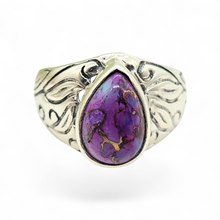 Load image into Gallery viewer, Purple Turquoise Ring, Size 8, Sterling Silver, Pear Shaped, Goddess Gem, Protection Stone, Powerful Stone, Good Fortune - GemzAustralia 