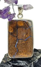Load image into Gallery viewer, Rectangle Boulder Opal Pendant, Solid Opal, Australian Opal, Sterling Silver, October Birthstone, Precious Stone - GemzAustralia 