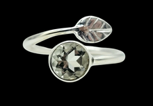 Load image into Gallery viewer, Green Amethyst Wrap Around Leaf Ring, Size 8, Sterling Silver, Prasiolite Gemstone, Powerful Protection Stone, Spiritual - GemzAustralia 