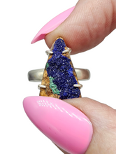 Load image into Gallery viewer, Raw Azurite Ring, size N, Sterling Silver, Triangle Shape, Rough Gemstone, Enhances Creativity - GemzAustralia 