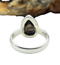 Load image into Gallery viewer, Red Ammolite Ring, Size 6 3/4, Sterling Silver, Pear Shaped, Opal like Gemstone, Fossilized Shell of Ammonite - GemzAustralia 
