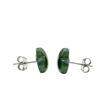 Load image into Gallery viewer, Solid Jade Heart Studs, Lucky Jade, Sterling Silver, Deep Green Jade Hearts, British Columbia Nephrite Jade - GemzAustralia 