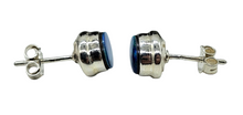 Load image into Gallery viewer, Australian Opal Studs, October Birthstone, Sterling Silver, Blue Green Opal Doublets, Love and Passion Stone, Genuine Gemstones - GemzAustralia 