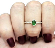 Load image into Gallery viewer, Emerald Ring, size P 1/2, Sterling Silver, May Birthstone, Oval Faceted, Natural Stone, Inspiration Stone, Action Stone - GemzAustralia 