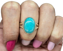 Load image into Gallery viewer, Peruvian Amazonite Ring, Size Q1/2, Sterling Silver, Natural glowing seafoam blue green colour, amazing natural Gemstone - GemzAustralia 