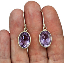Load image into Gallery viewer, Amethyst Filigree Earrings, Oval Faceted, Sterling Silver,  17 carats, February Birthstone, 6th Anniversary Gemstone